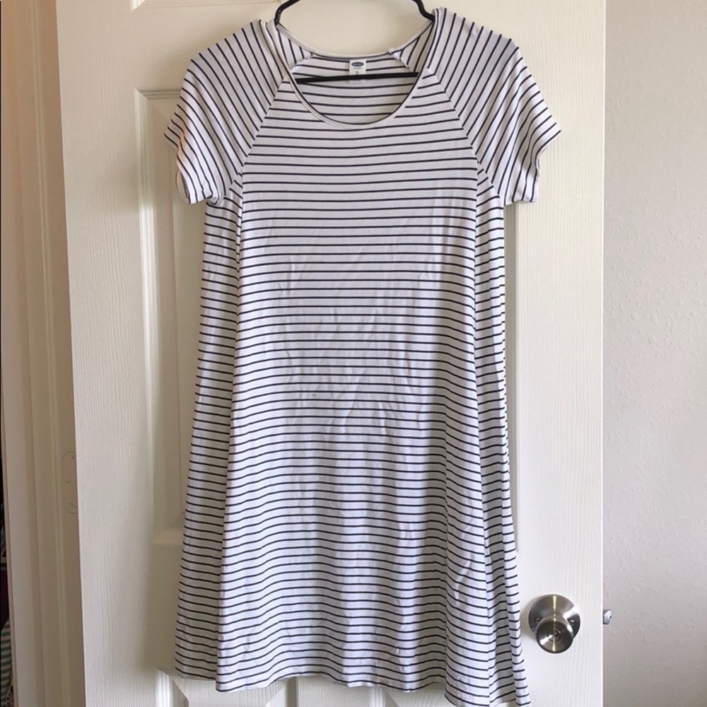 Striped swoop neck summer dress